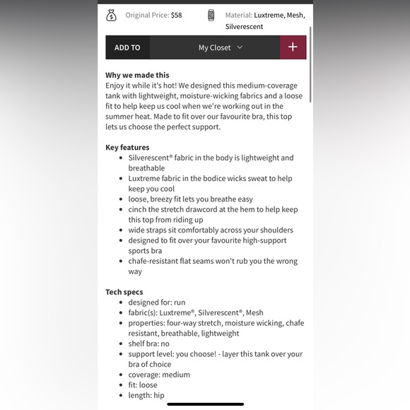 Lululemon- Hustle & Bustle Tank- B&W Palm fronds- Sz 10 - Picture 14 of 15